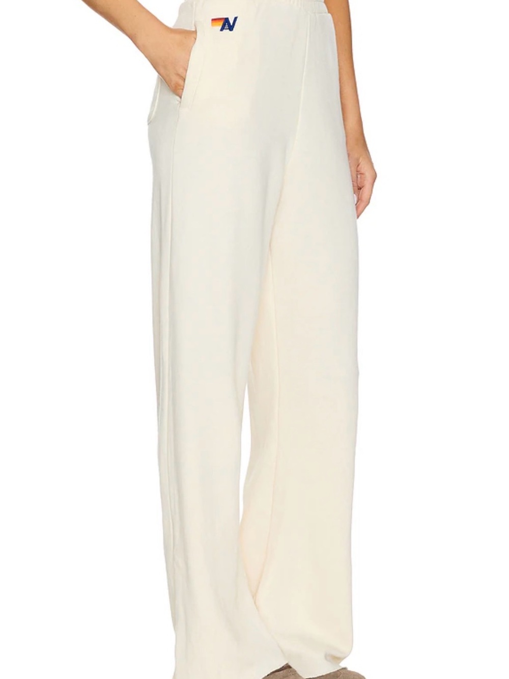 Aviator Nation Wide Leg Womens Pocket Sweatpants in tan